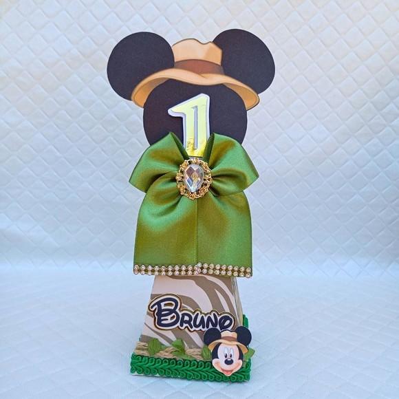 Caixa Cone/pirâmide Mickey Safari Luxo - 10 Peças