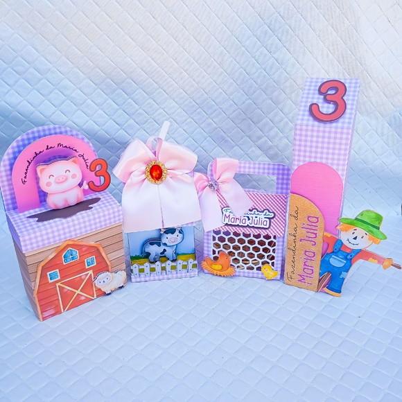 Kit Festa Fazendinha Rosa Luxo - 20 Peças