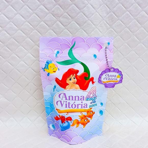 Saquinho Metalizado Personalizado Princesa Sereia Ariel - P