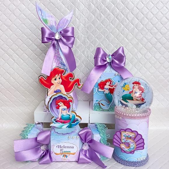 Kit 20 Caixas Personalizado Princesa Ariel Luxo