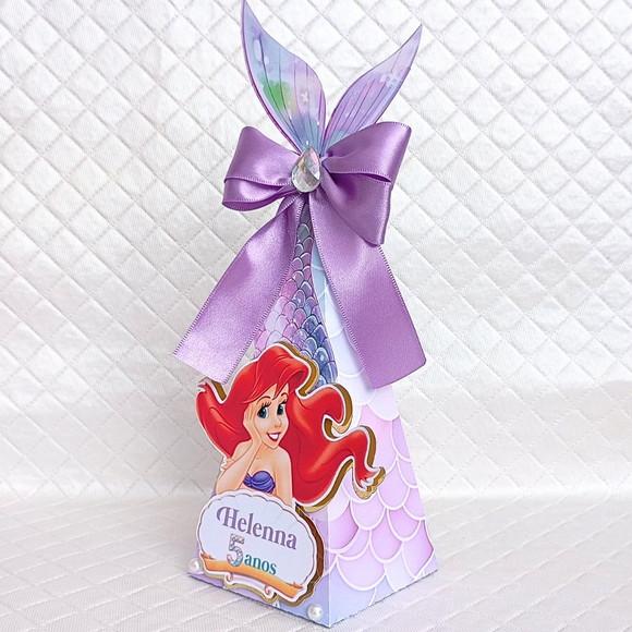 Caixa Cone/pirâmide Personalizado Sereia Ariel Luxo-20peças