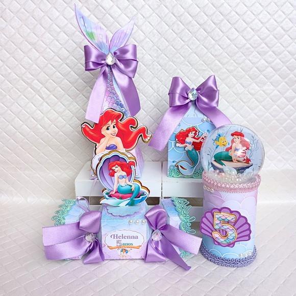 Kit 40 Caixas Princesa Sereia Ariel Luxo