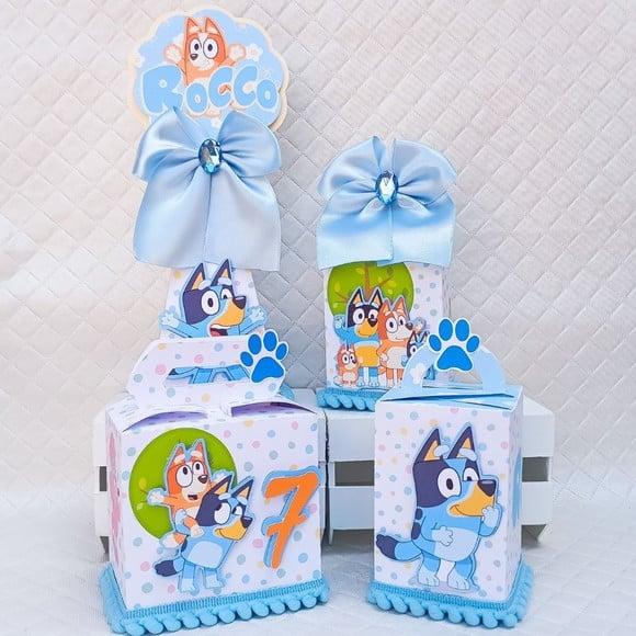 Kit 20 Caixas Personalizado Bluey Luxo Menino