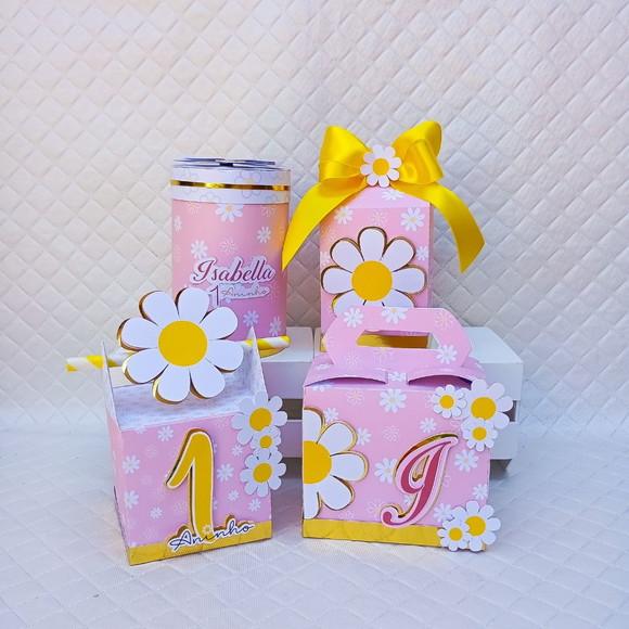 Kit 20 Caixas Personalizado Margaridas