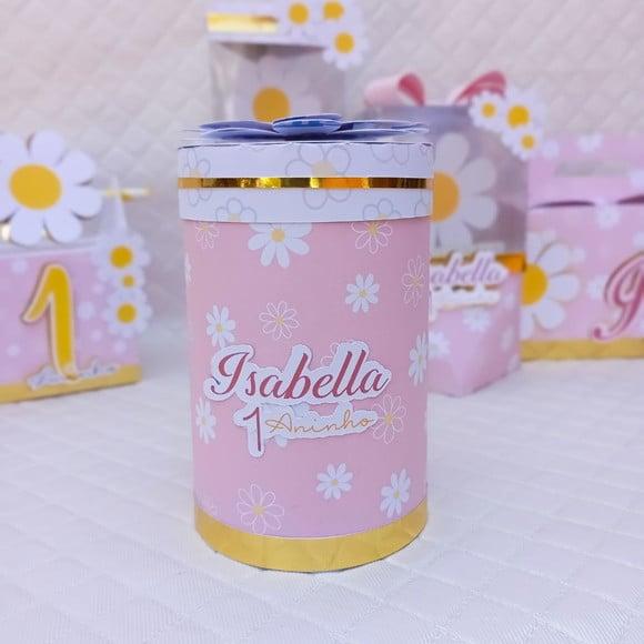 Caixa Circular Personalizado Margaridas - 20 Peças