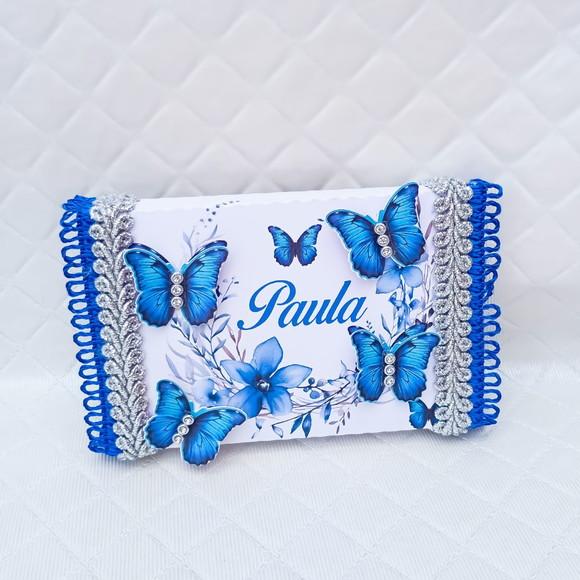 Caixa Kit Kat Personalizado Borboleta Azul Luxo- 10 Peças