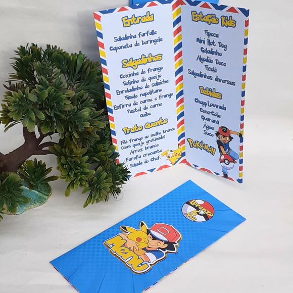 Cardápio Personalizado Pokémon 3d - 10 Peças