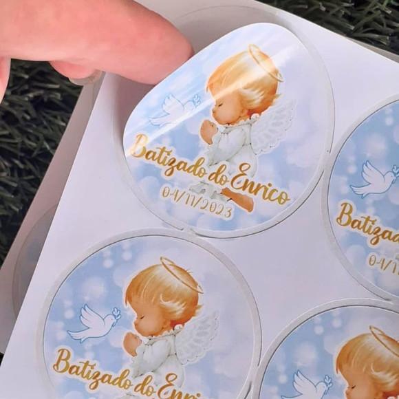 Rotulo Adesivo Personalizado Batismo - 50 Itens