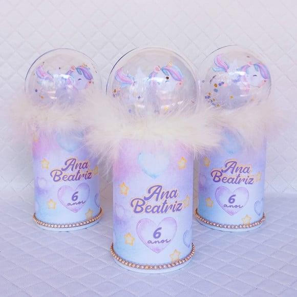 Cofrinho Personalizado Unicórnio Luxo Candy Collor -10 Peças