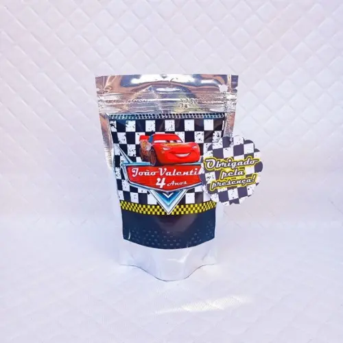 Saquinho Metalizado Zip Lock Carros Disney Mcqueen -m