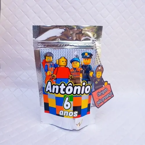 Saquinho Metalizado Zip Lock Lego - P
