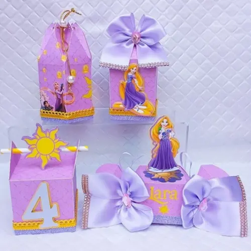 Kit 40 Caixas Personalizado Rapunzel Luxo