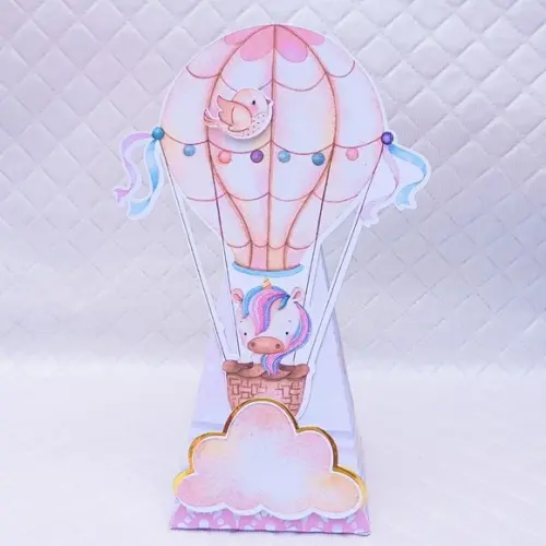 Caixa Cone/pirâmide Personalizado Unicórnio Candy Collor