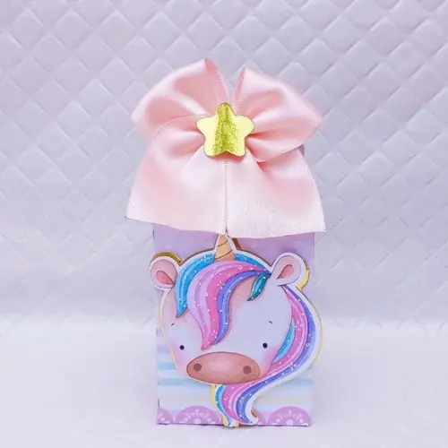 Caixa Milk Box Personalizado Unicórnio Candy Collor