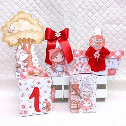 Kit 40 Caixas Personalizado Chapeuzinho Vermelho