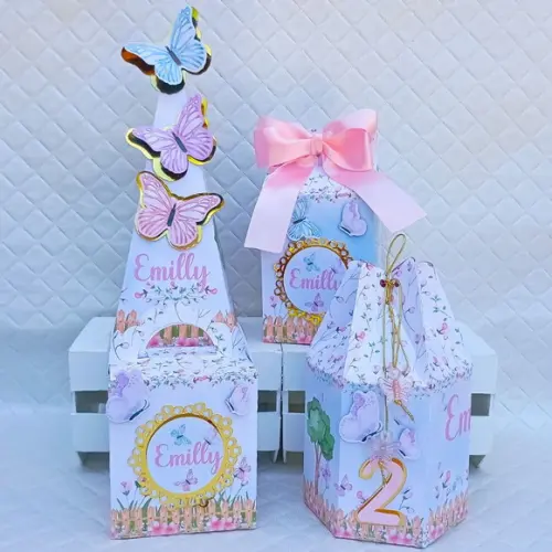 Kit 60 Caixas Personalizado Jardim das Borboletas