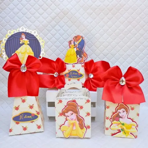 Kit 30 Caixas Personalizado Bela e a Fera