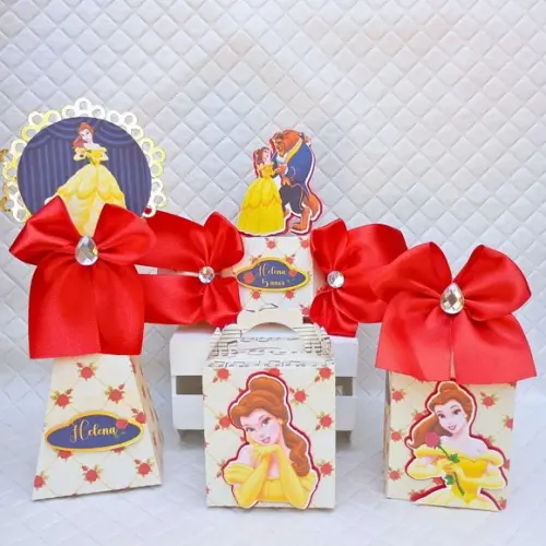 Kit 40 Caixas Personalizado Bela e a Fera