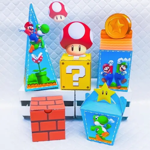 Kit 60 Caixas Personalizado Mario Bros
