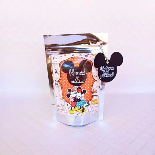 Kit 30 Saquinho Metalizado Zip Lock Mickey- m
