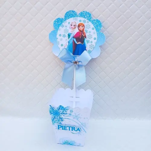 Centro de Mesa Cachepô Personalizado Frozen - 10 Peças