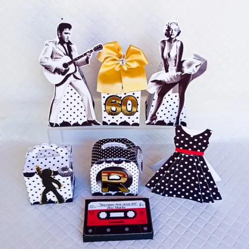 Kit 35 Caixas Personalizado Anos 60