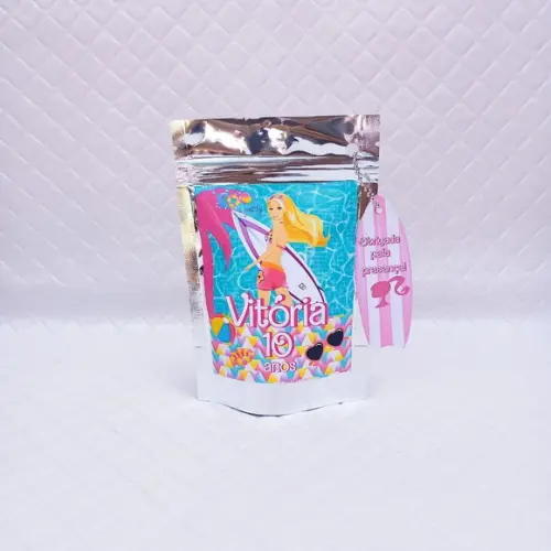 Kit 30 Saquinho Metalizado Zip Lock Barbie Pool Lock - m