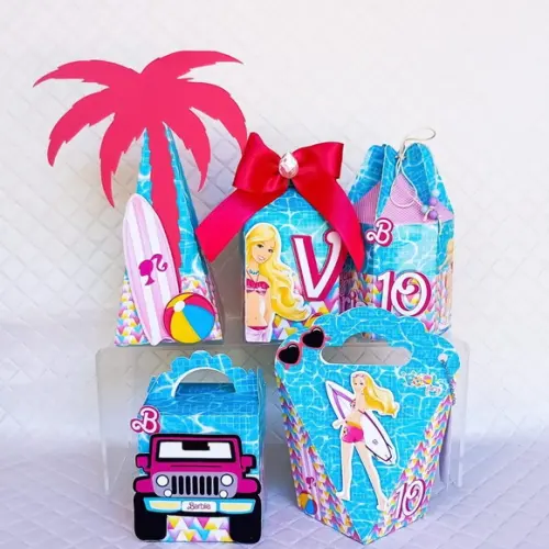 Kit 40 Caixas Personalizado Barbie Pool Party