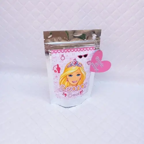 Kit 30 Saquinho Metalizado Zip Lock Barbie - P