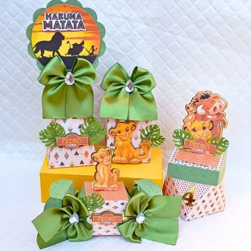 Kit 40 Caixas Personalizado Rei Leão