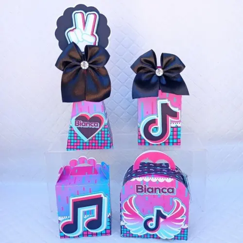 Kit 60 Caixas Personalizada Tik Tok