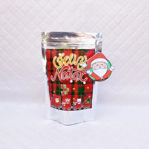 Kit 30 Saquinho Metalizado Zip Lock Natal - P