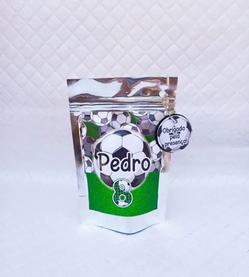 Kit 30 Saquinho Metalizado Zip Lock Futebol- G