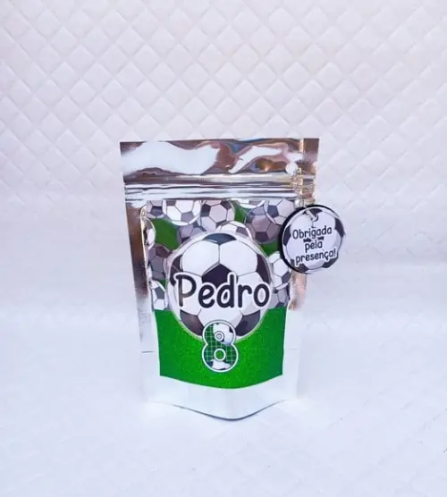 Kit 30 Saquinho Metalizado Zip Lock Futebol- m