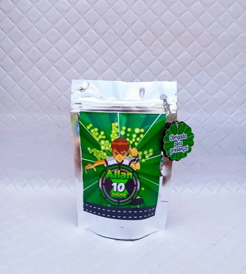 Kit 30 Saquinho Metalizado Zip Lock Ben 10-p