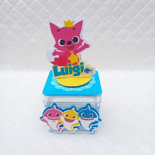 Kit 10 Caixa Acrílica Lembrancinha Baby Shaker Menino