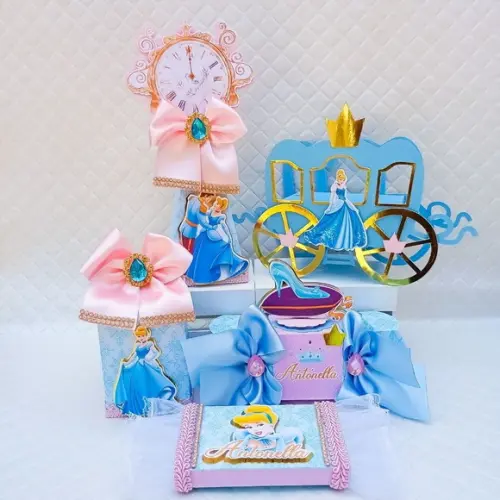 Kit 20 Caixas Personalizado Princesa Cinderela Luxo