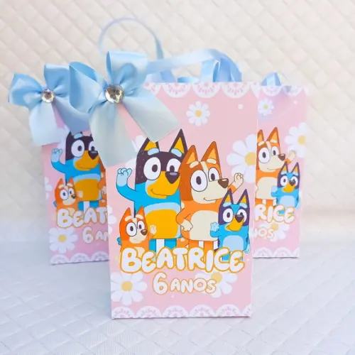 Sacolinha Personalizada Bluey Menina Luxo P - 20 Peças