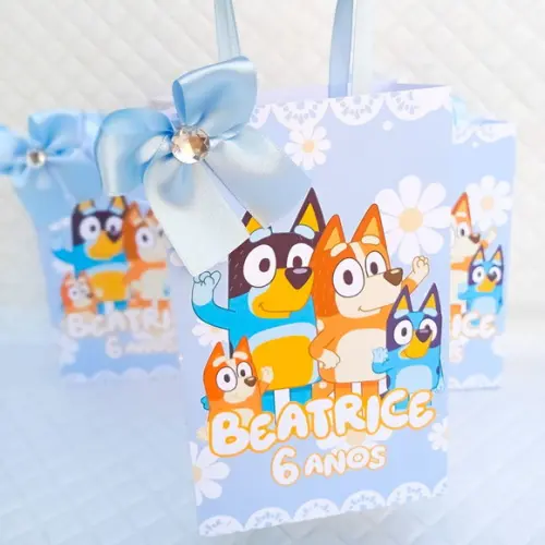 Sacolinha P Personalizada Bluey Menino Luxo- 20 Peças