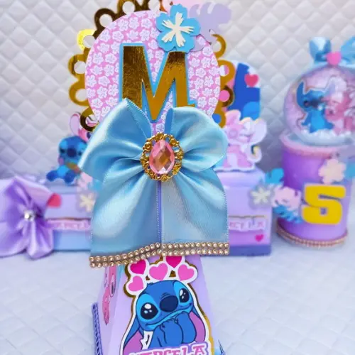 Caixa Cone/pirâmide Lillo Stitch Luxo - 10 Peças
