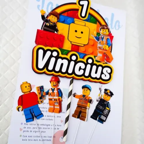 Topo de Bolo Lego