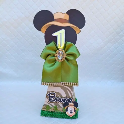 Caixa Cone/pirâmide Mickey Safari Luxo - 10 Peças