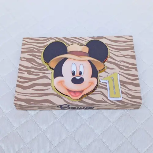 Caixa Kit Kat Personalizado Mickey Safari - 20 Peças