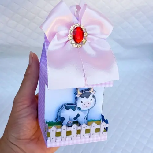Caixa Milk Box Fazendinha Rosa Luxo = 10 Peças