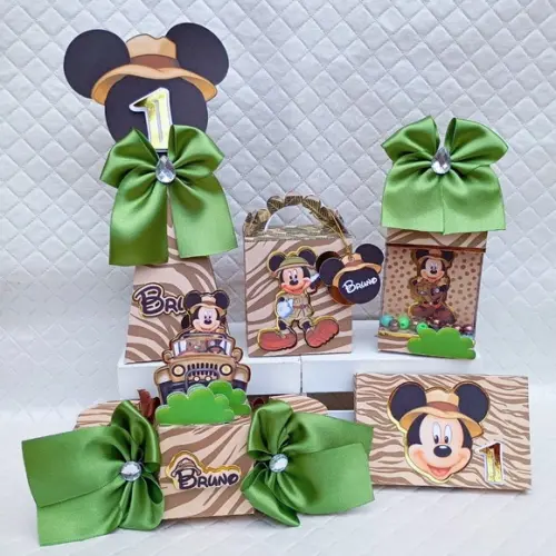 Kit 30 Caixas Personalizado Mickey Safari
