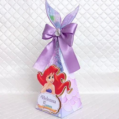 Caixa Cone/pirâmide Personalizado Sereia Ariel Luxo-20peças