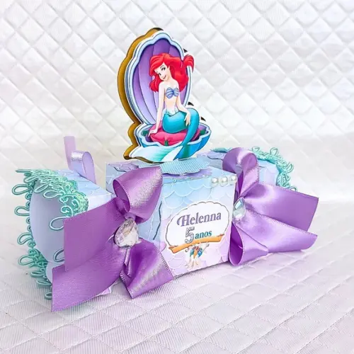 Caixa Bala Personalizado Princesa Sereia Ariel Luxo-10 Peças