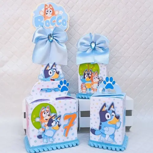 Kit 20 Caixas Personalizado Bluey Luxo Menino