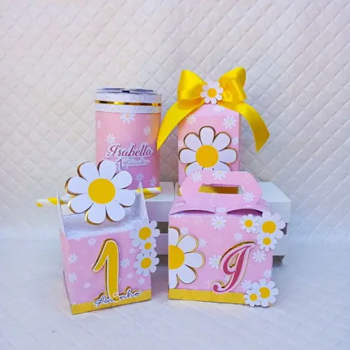 Kit 20 Caixas Personalizado Margaridas
