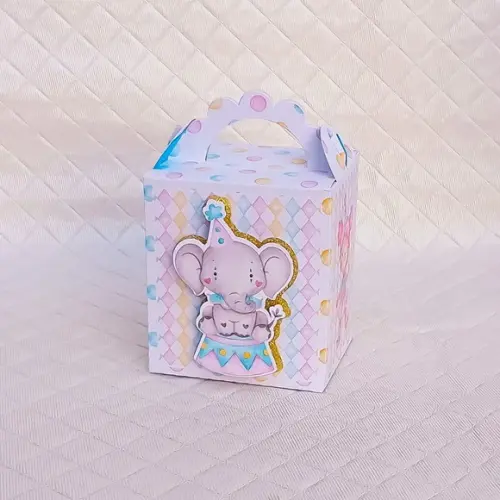 Kit 20 Caixas Lanchinho Circo Rosa Aquarelado